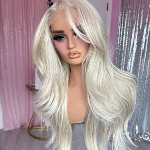 Cream Wavy Layered Wig with Voluminous Texture